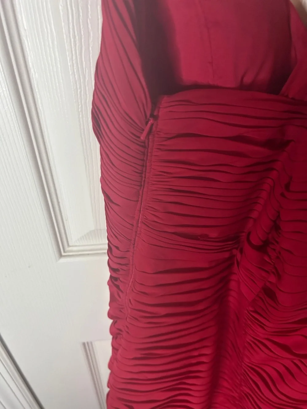 Cache Red Ruched V-Neck Mini Dress - Picture 3 of 5